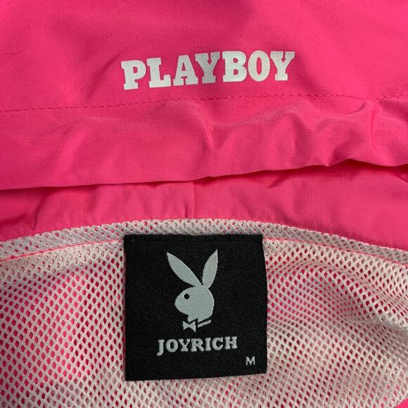 JOYRICH x PLAYBOY Size M Hot Pink Logo Polyester Hooded Snaps Coat - Picture 6 of 9
